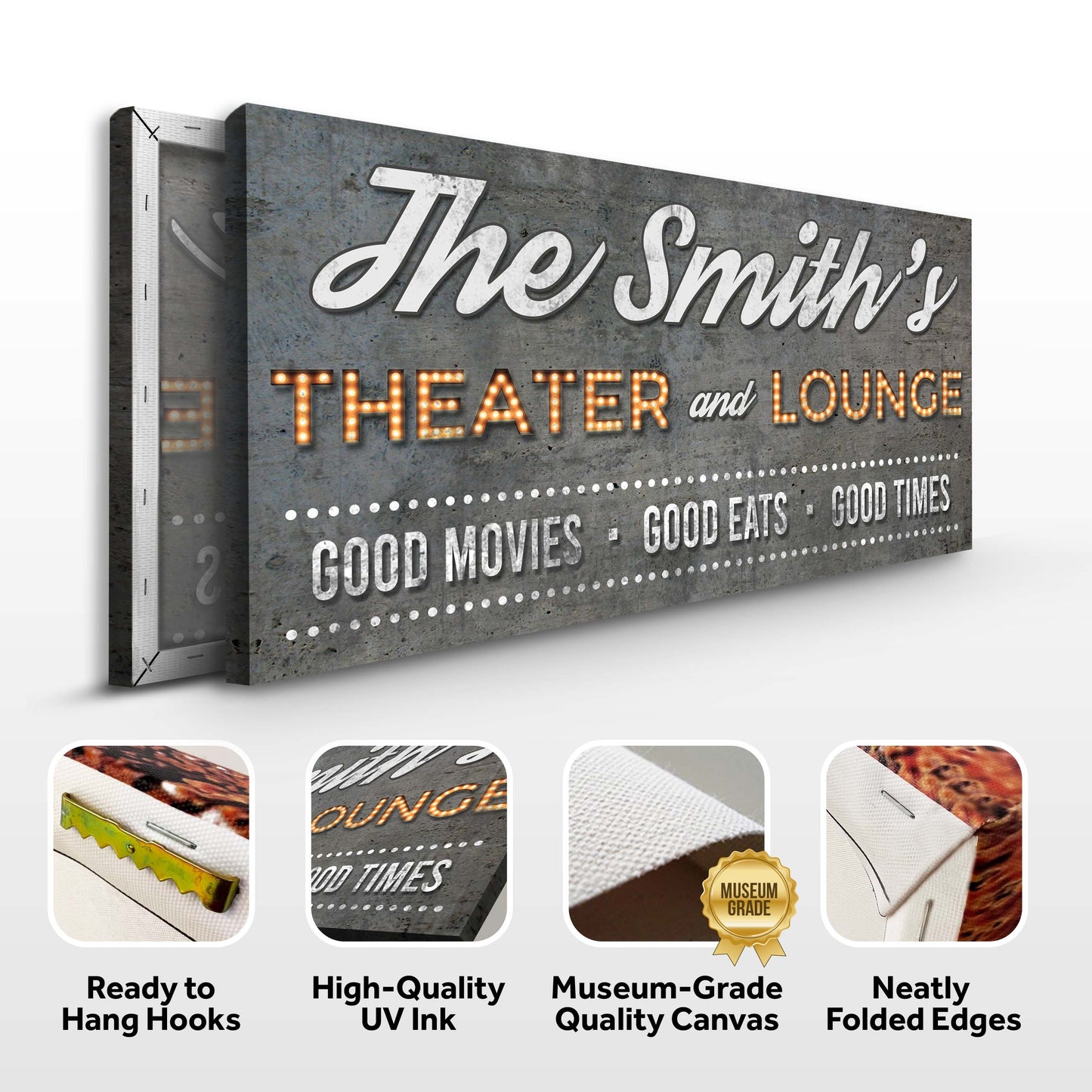 Family Theater and Lounge Sign Canvas Wall Art