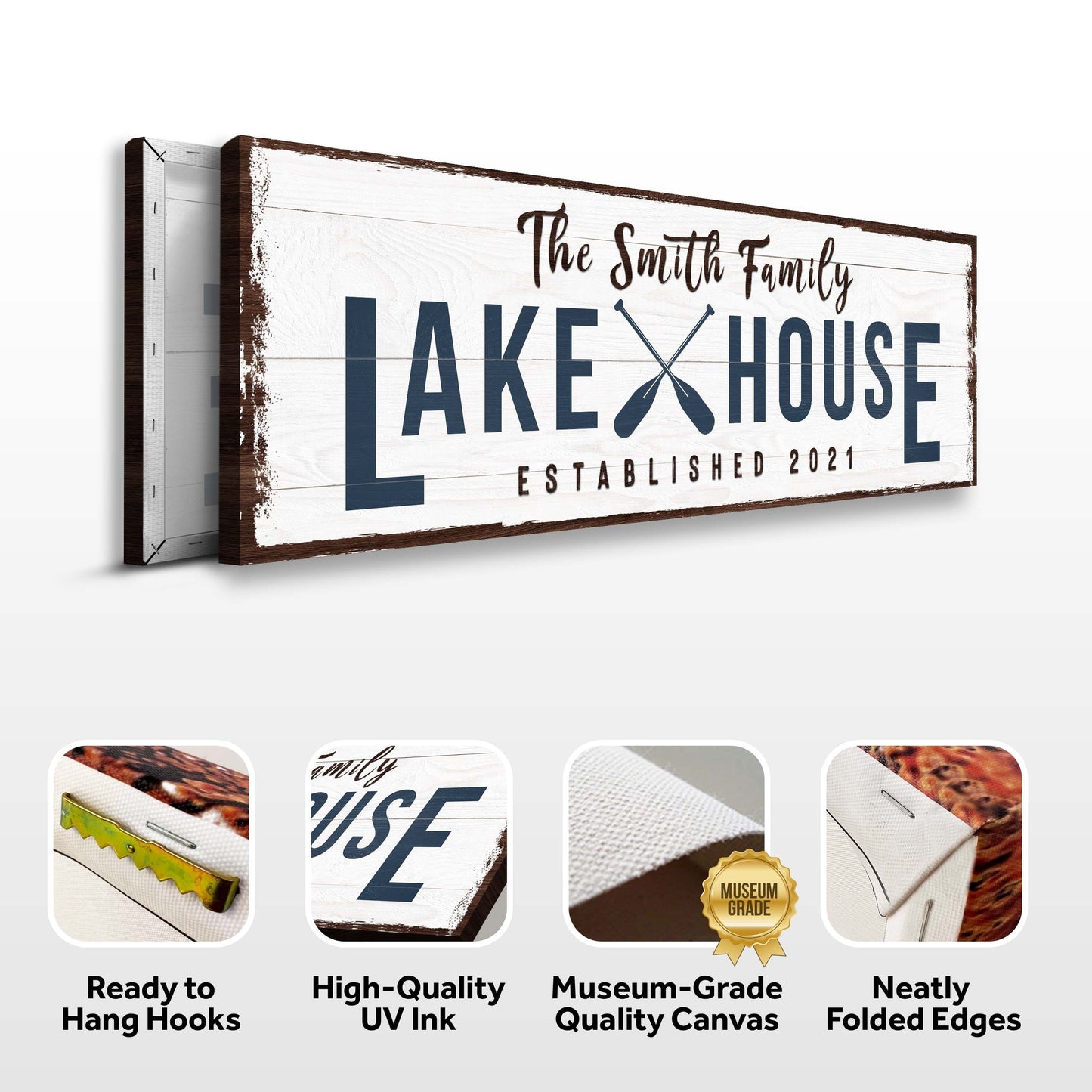 Family Lake House Arrow Canvas Wall Art