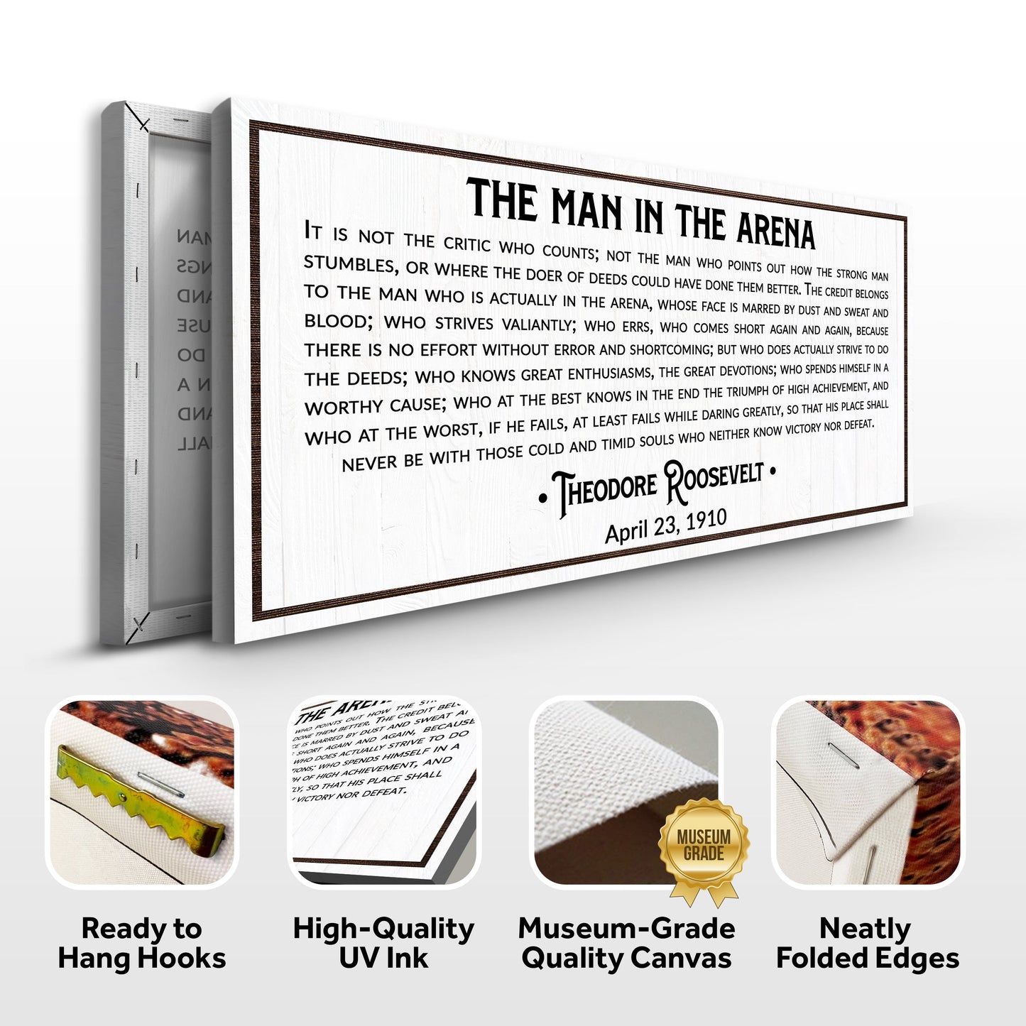 Man in the Arena Quote Canvas Wall Art VIII