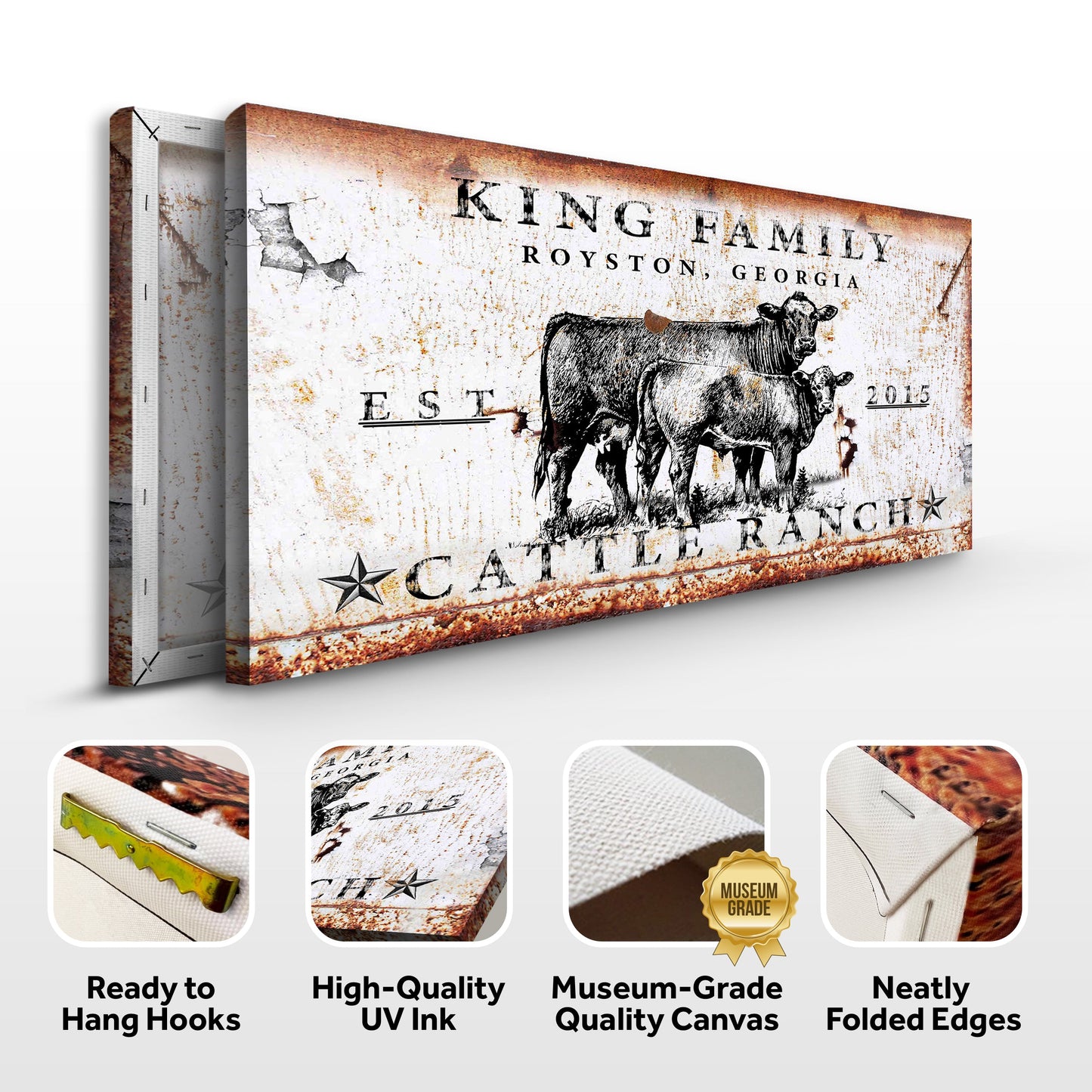 Cattle Ranch Personalized Canvas Sign