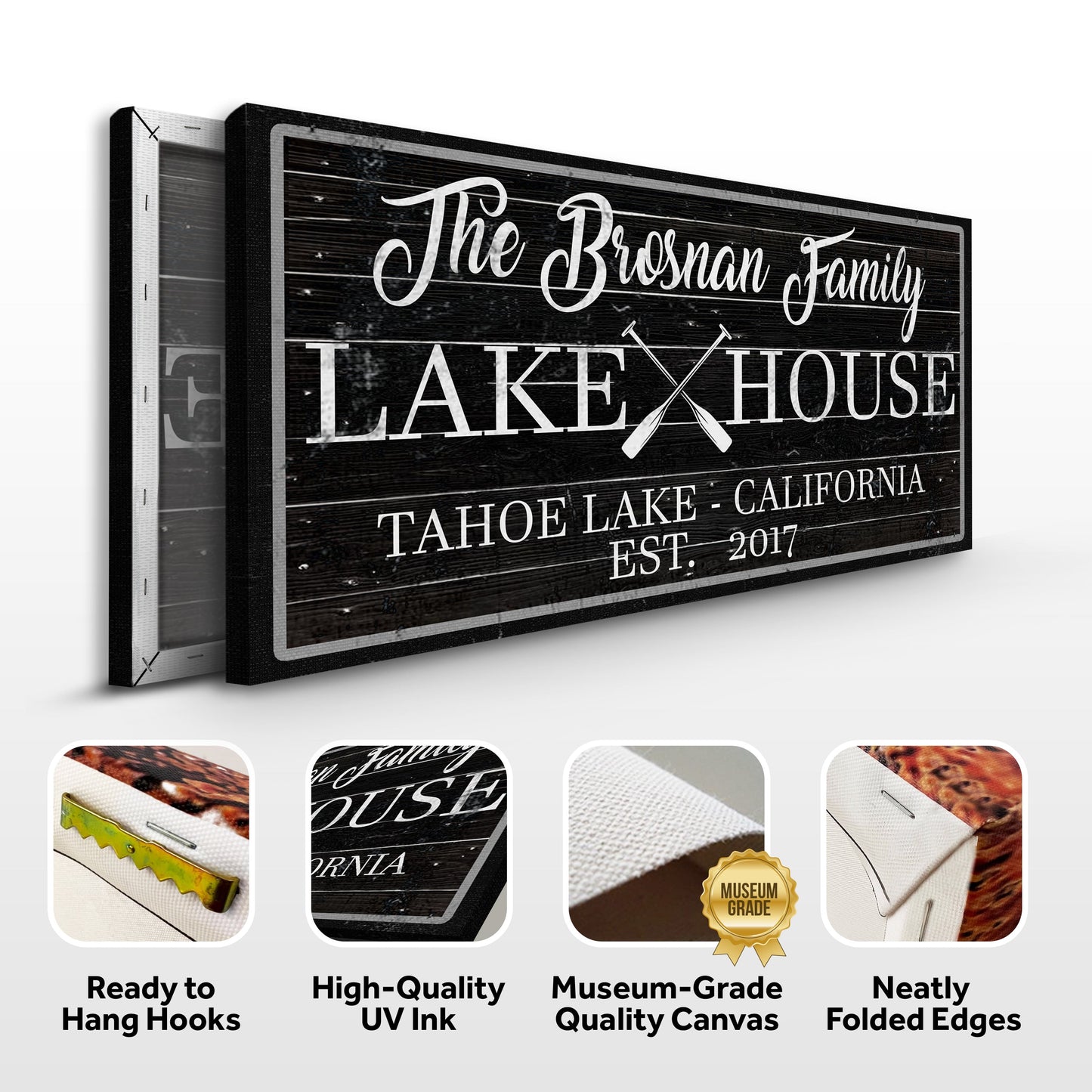 Family Lake House Paddle Canvas Sign II