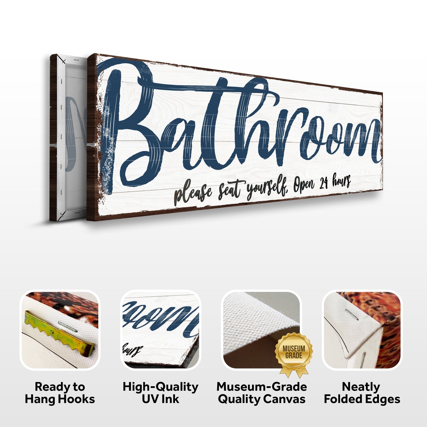 Please Seat Yourself Bathroom Canvas Wall Art