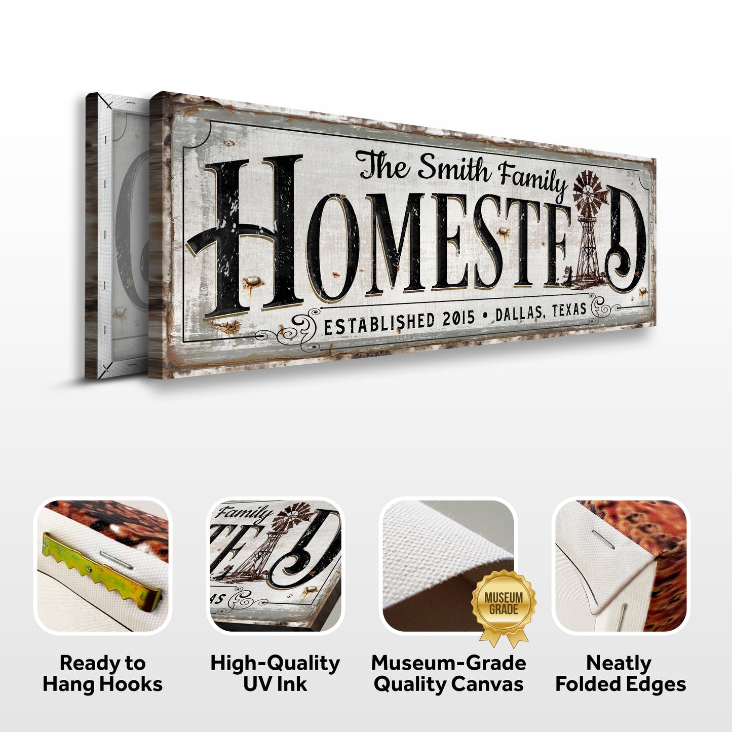 Vintage Rust Homestead Canvas Sign