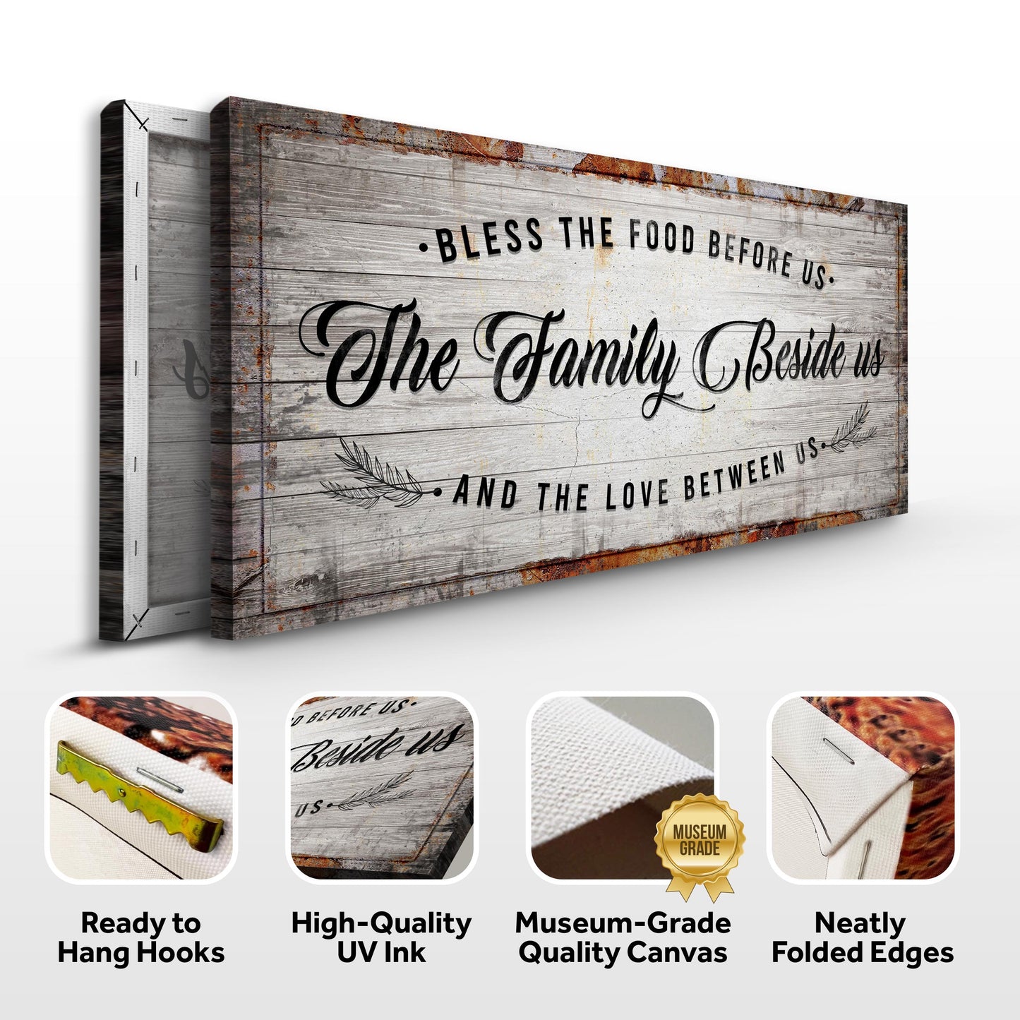 Bless the Food Before Us Kitchen Canvas Wall Art