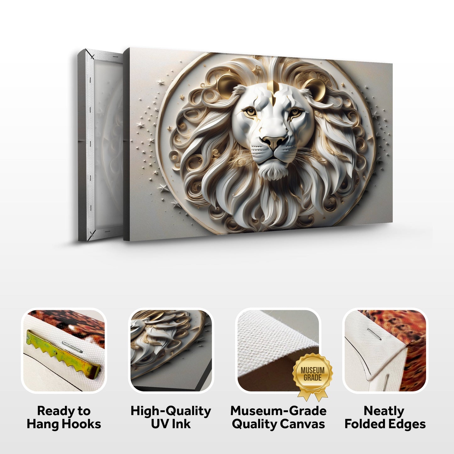 3D Majestic Lion Canvas Wall Art VI