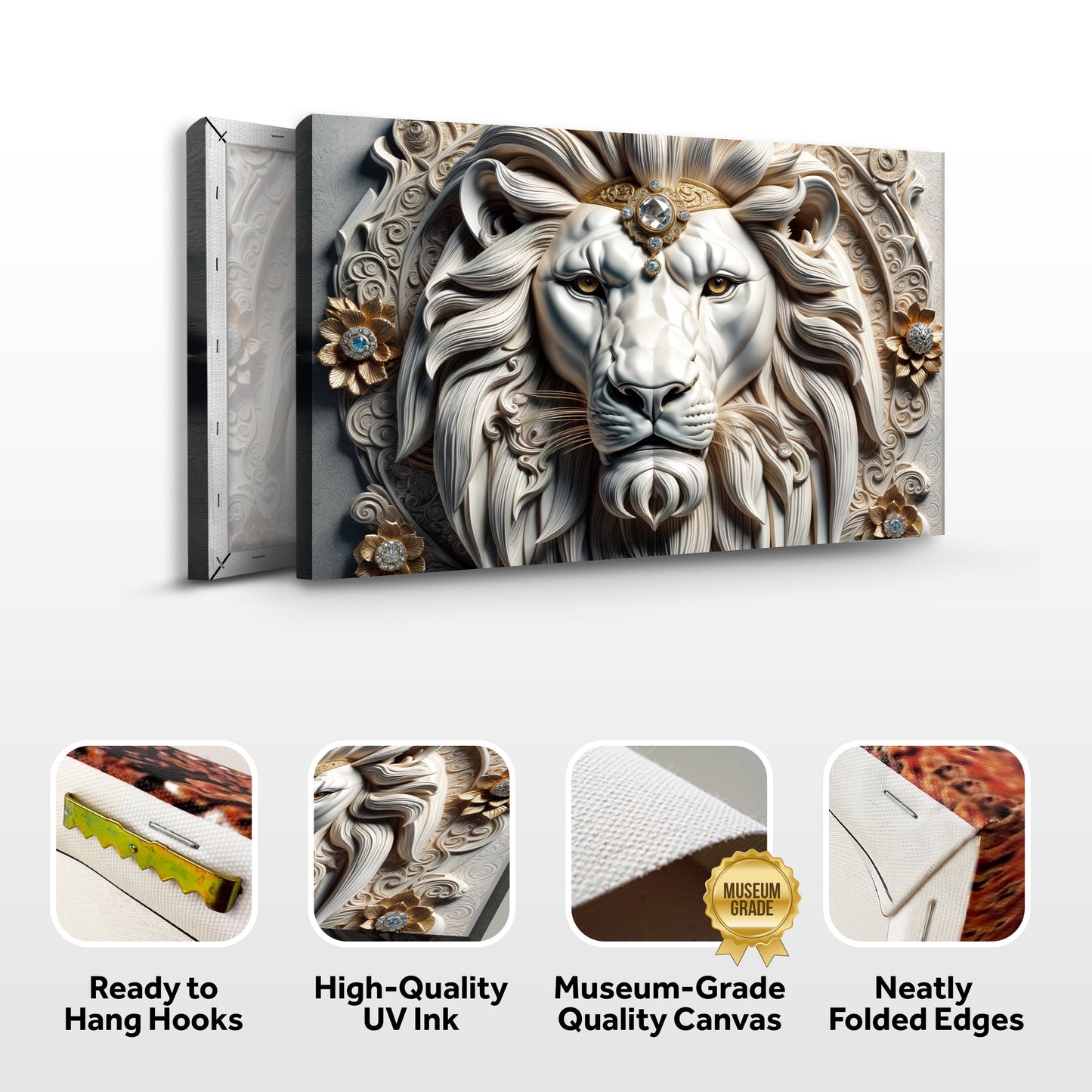 3D Majestic Lion Canvas Wall Art