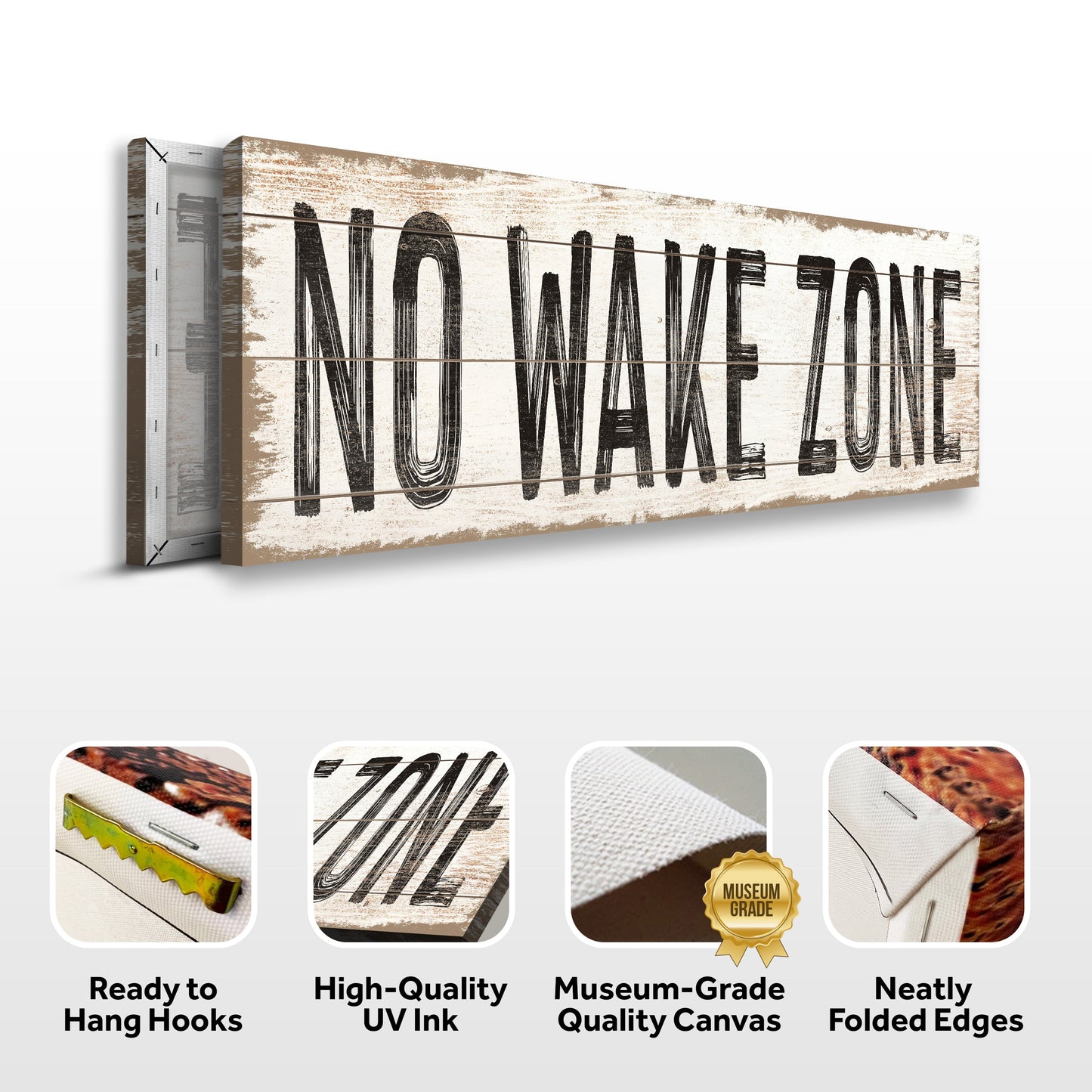 No Wake Zone Nautical Canvas Sign - Lake House Art