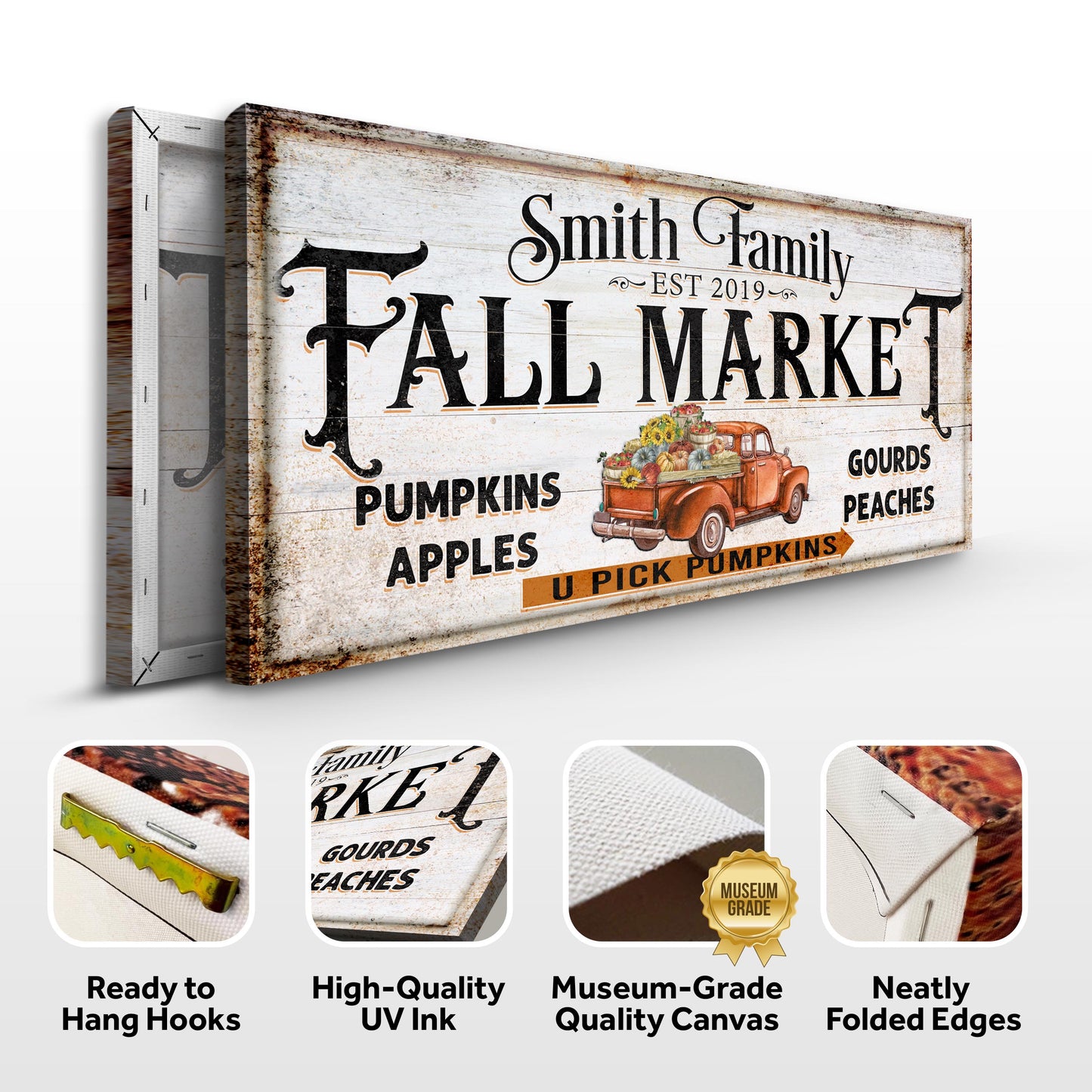 Fall Market Pumpkin Patch Canvas Wall Art Sign