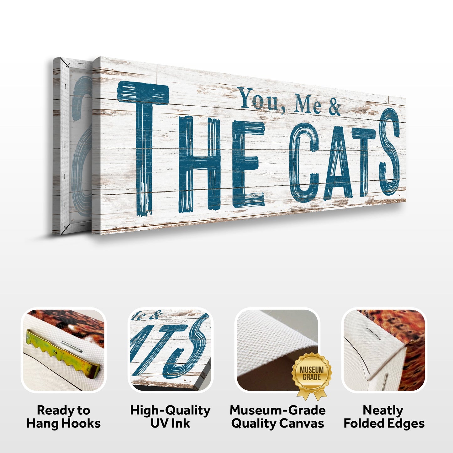 You Me and the Cats Family Canvas Wall Art