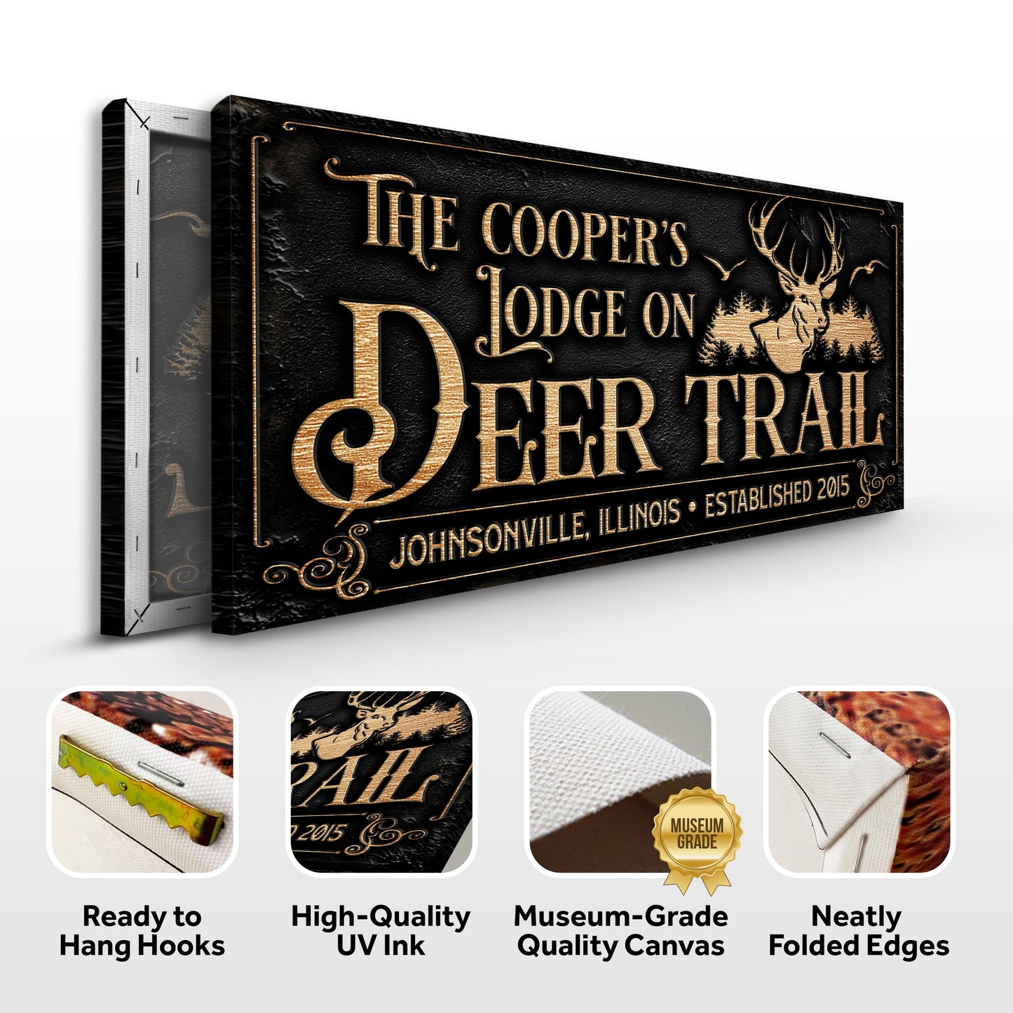 Hunting Lodge Sign Canvas Wall Art