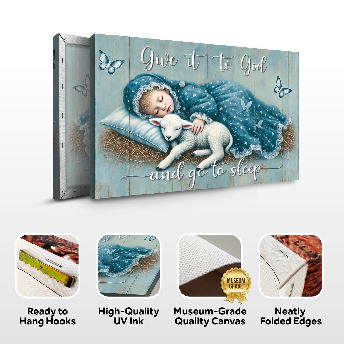 Give It to God and Go to Sleep Faith Canvas Sign - Horizontal Dark