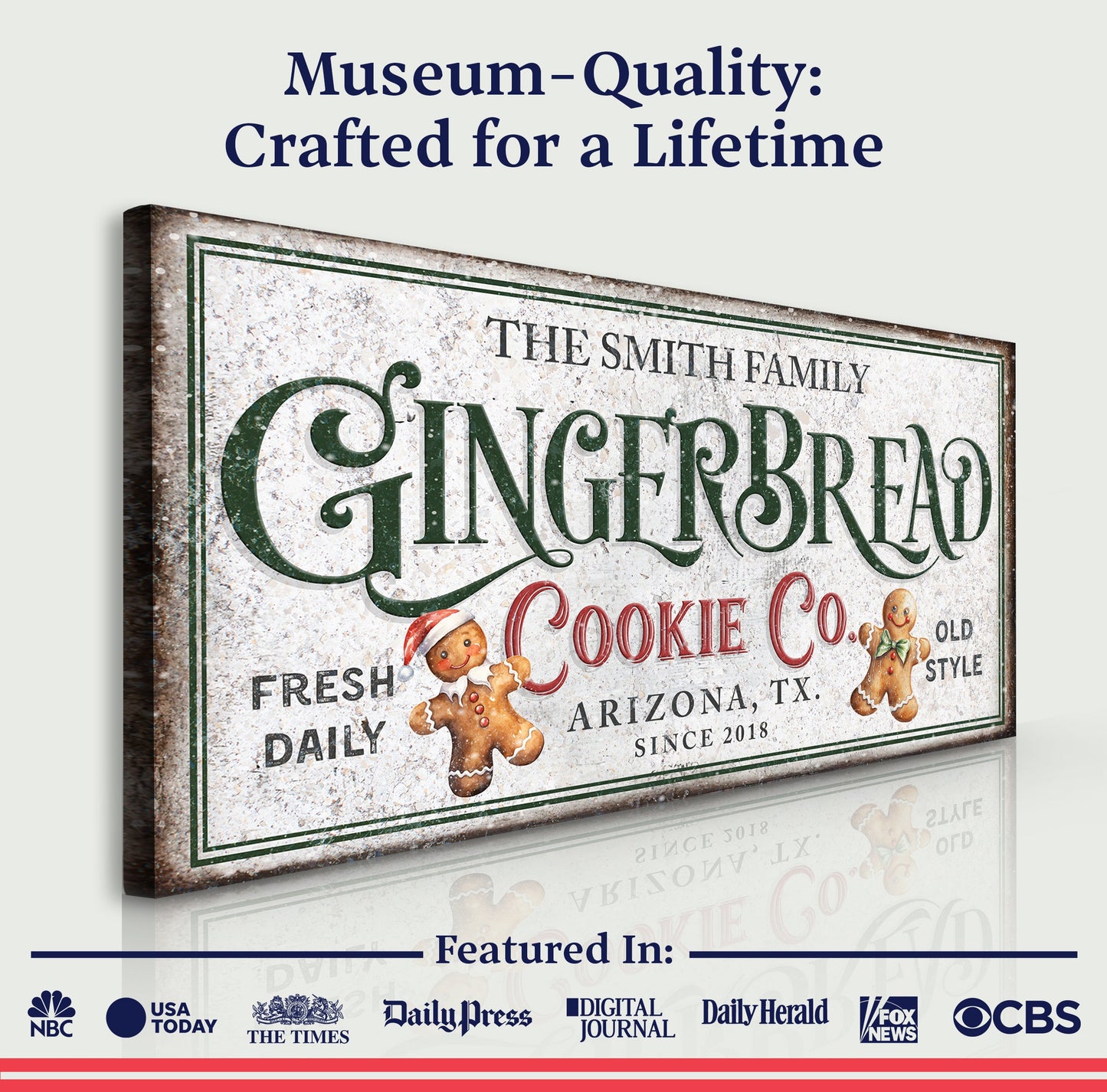 Family Gingerbread Bakery Christmas Canvas Sign II