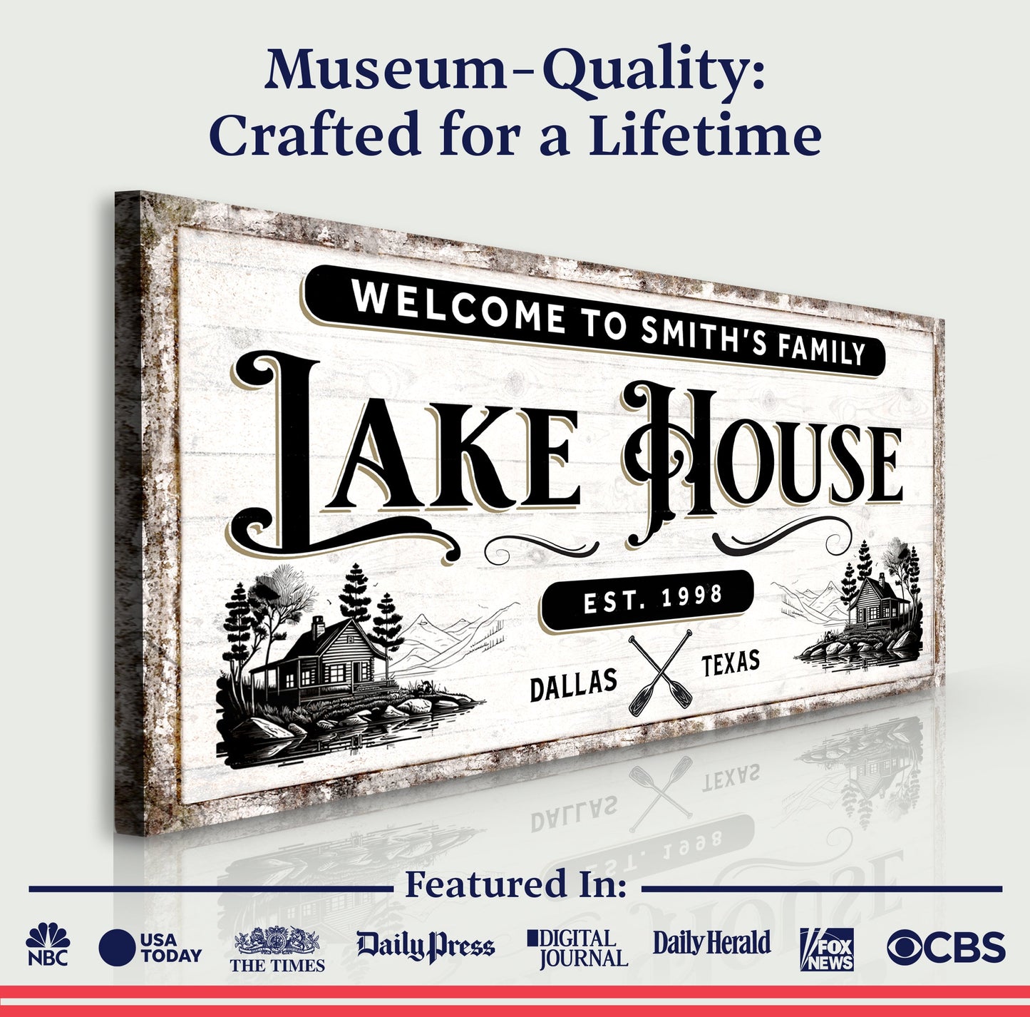 Lake House Canvas Wall Art Sign