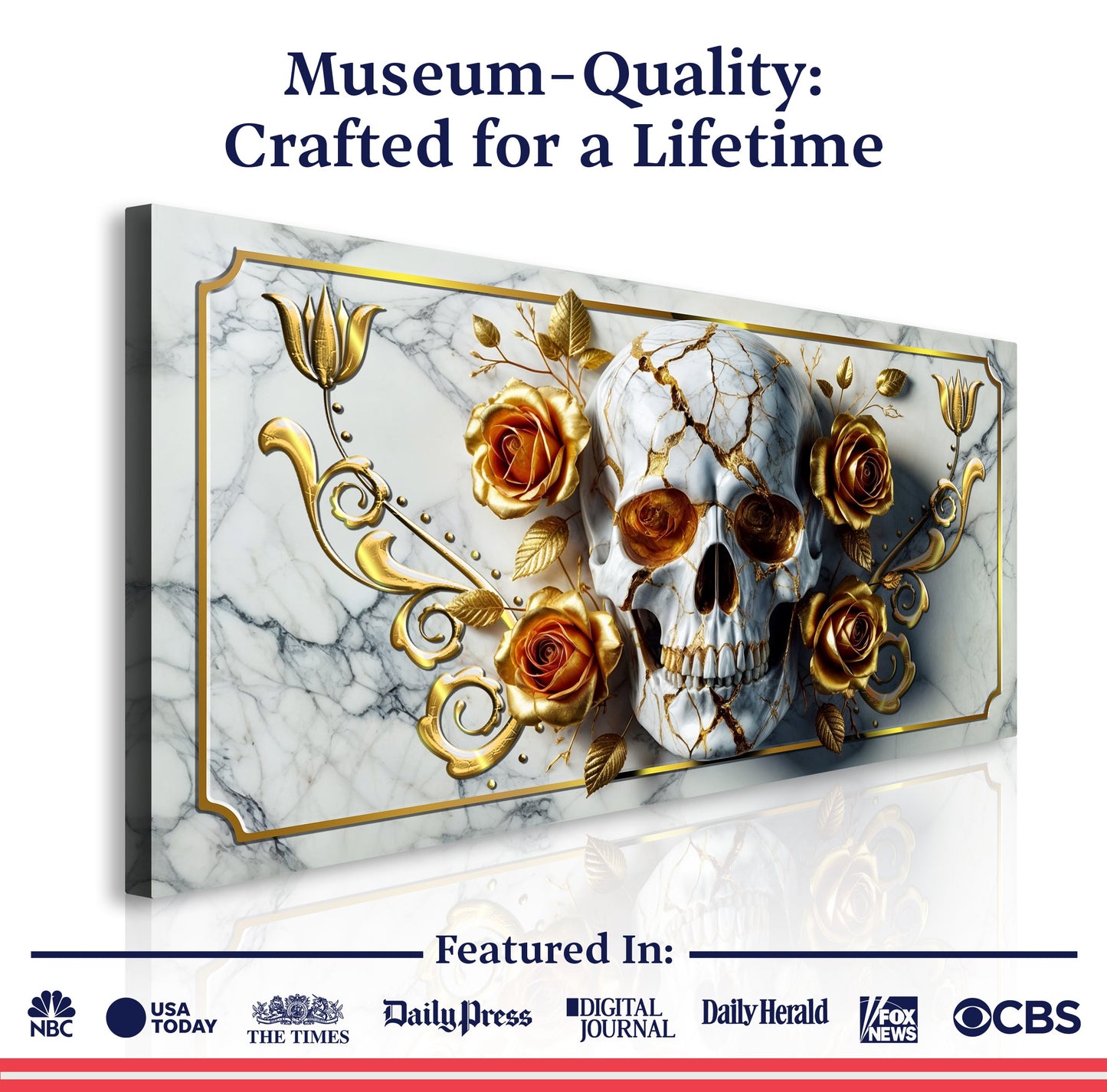 3D Rose and Skull Canvas Wall Art II