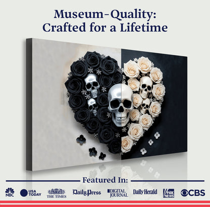 Skull and Flowers Ornate Canvas Wall Art