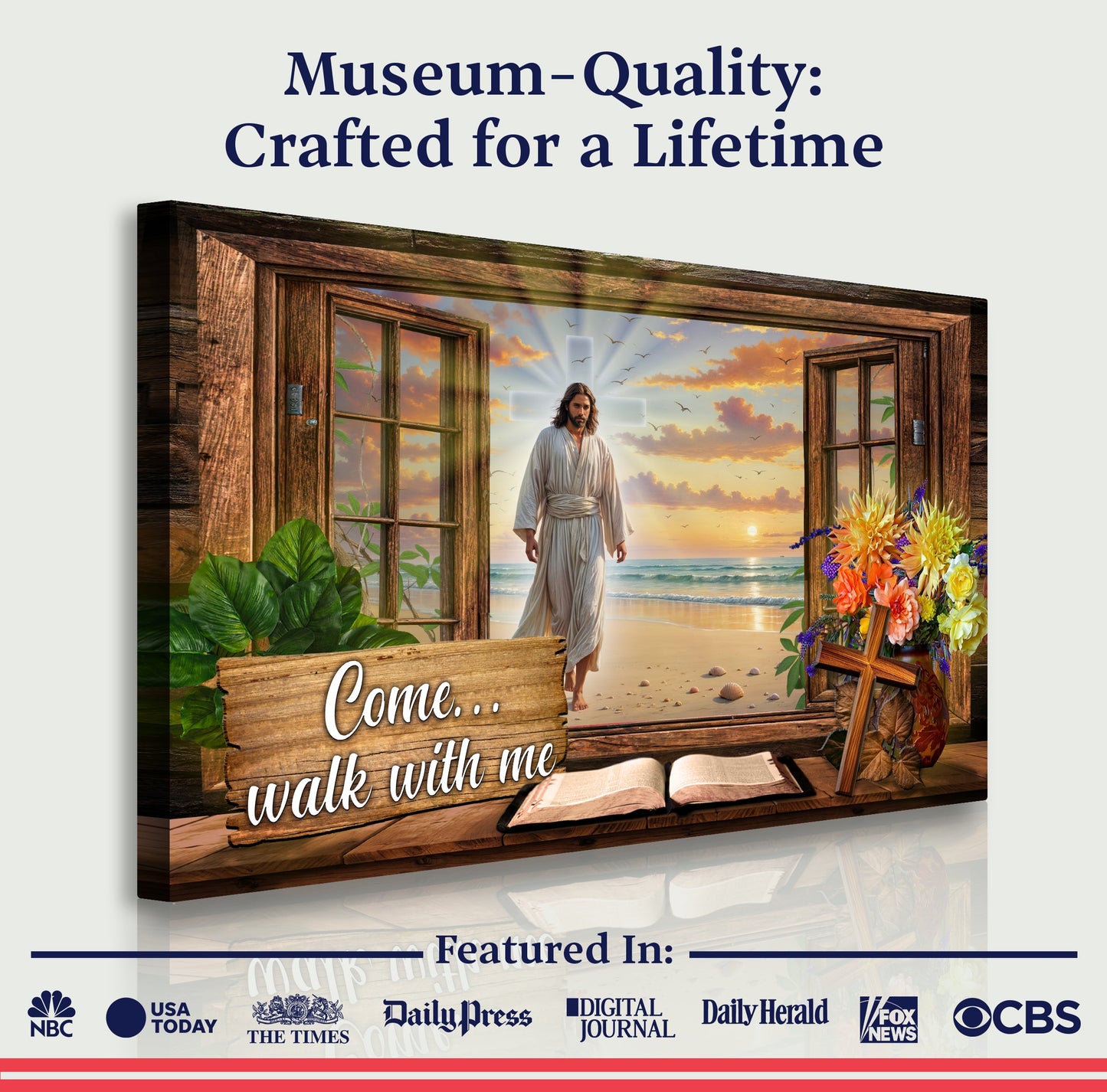 Come Walk With Me Jesus Faith Canvas Sign