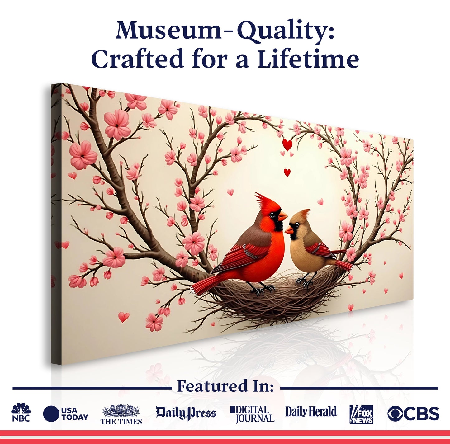 3D Cardinals Canvas Wall Art II