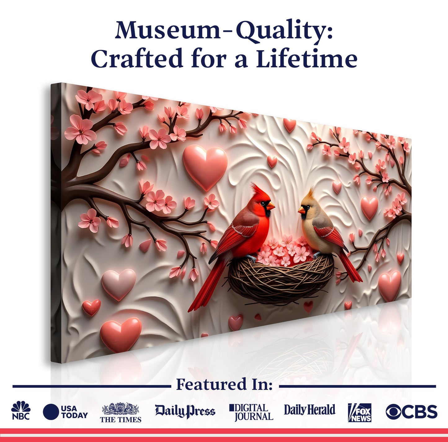3D Cardinals Canvas Wall Art IV