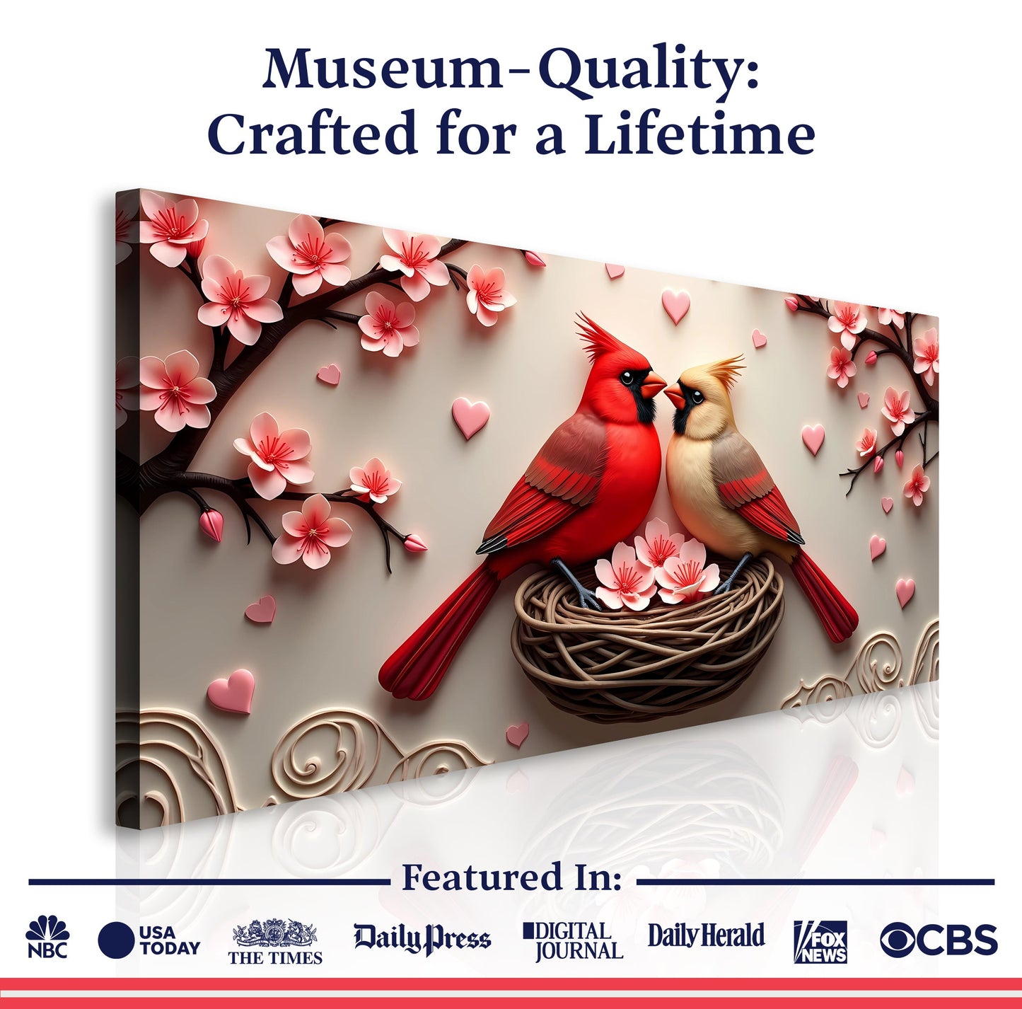 3D Cardinals Canvas Wall Art VI