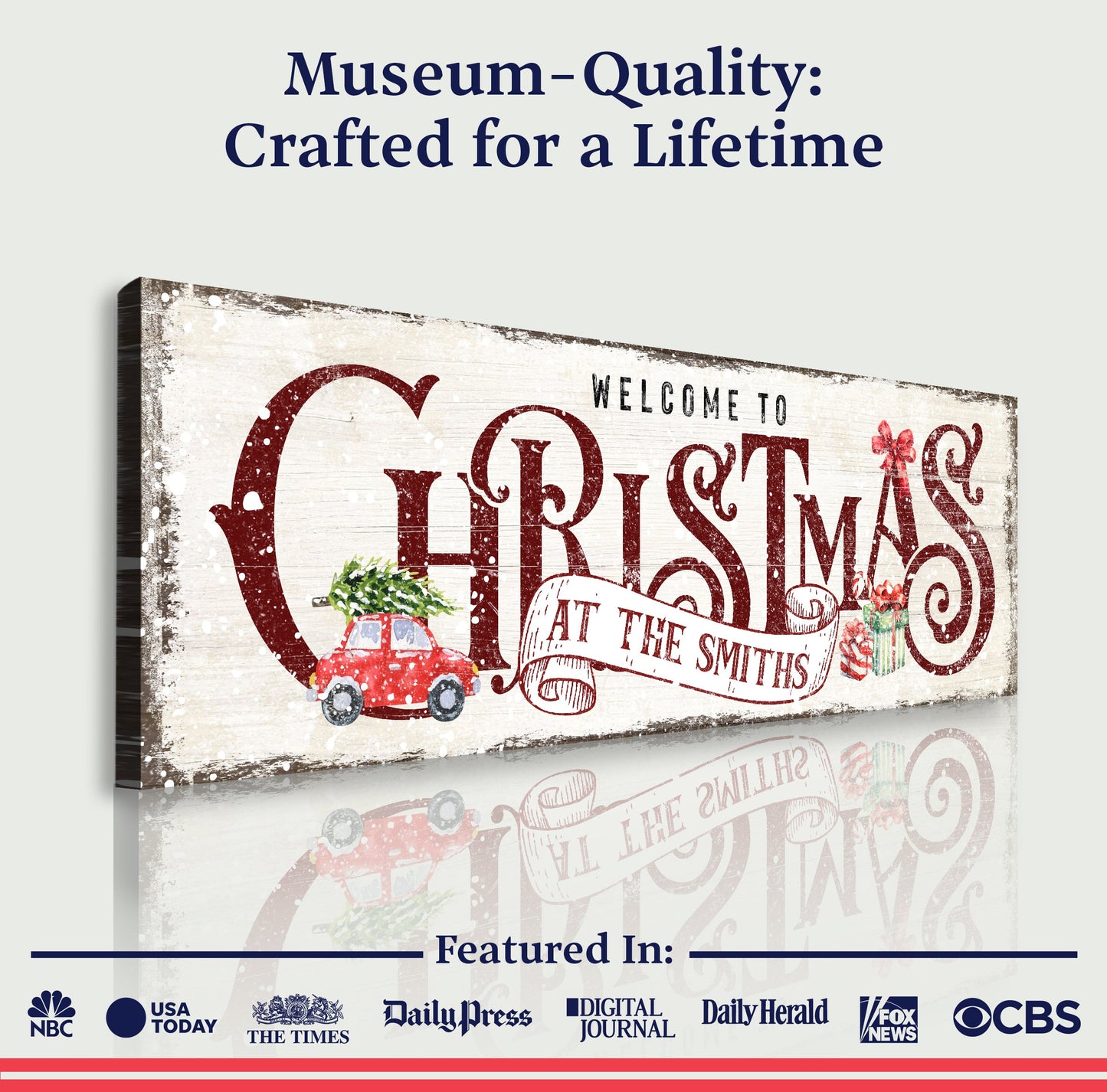 Family Welcome To Christmas Sign Canvas Wall Art