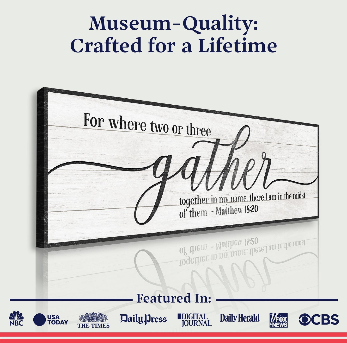 Gather Canvas Wall Art Sign - Vertical