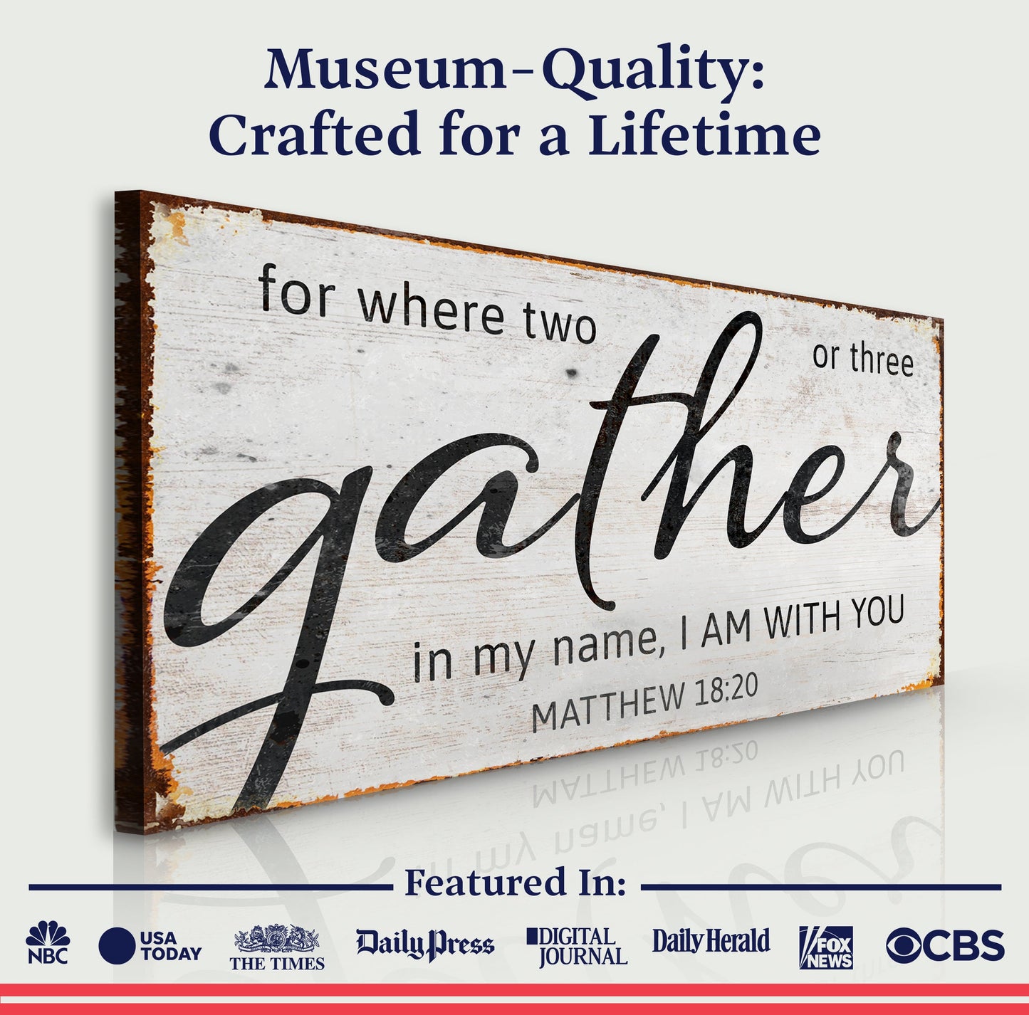 Matthew 18:20 Gather in Faith Scripture Canvas Wall Art