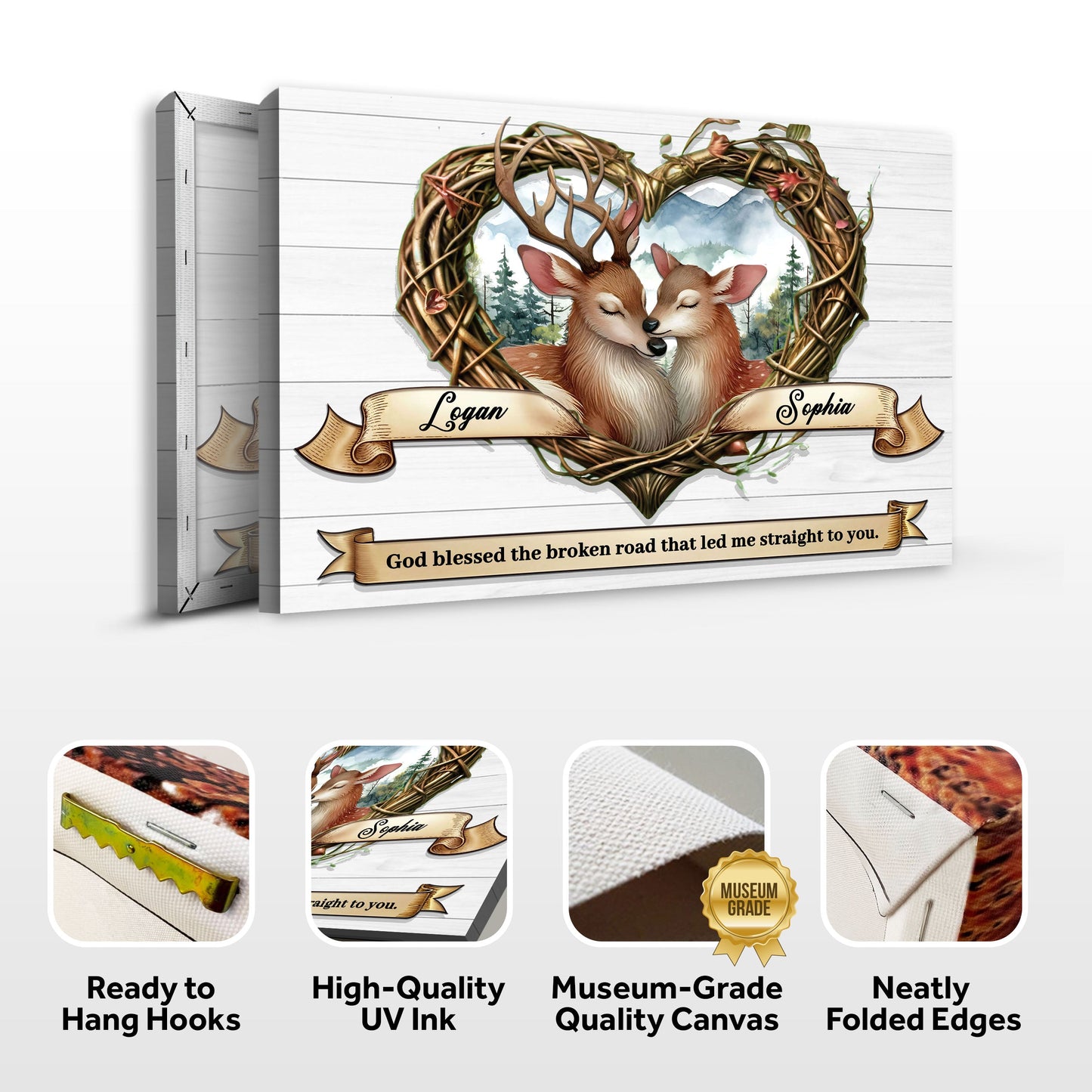 Couple Deer Canvas Wall Art IV