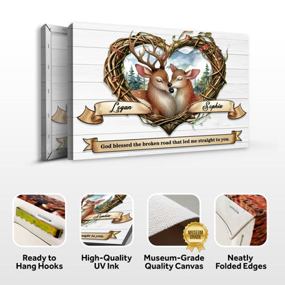 Couple Deer Canvas Wall Art IV