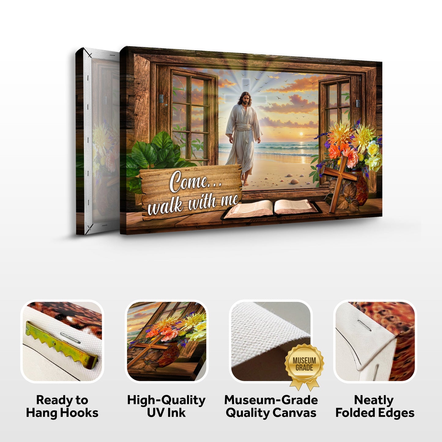 Come Walk With Me Jesus Faith Canvas Sign