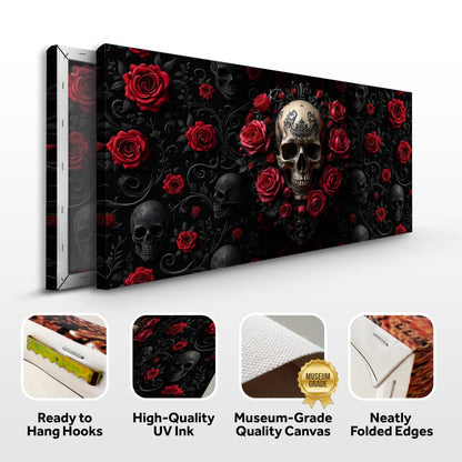 3D Rose and Skull Canvas Wall Art III