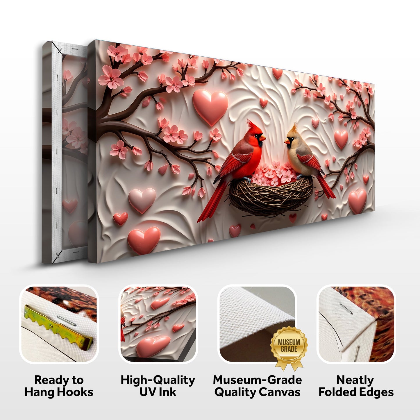 3D Cardinals Canvas Wall Art IV