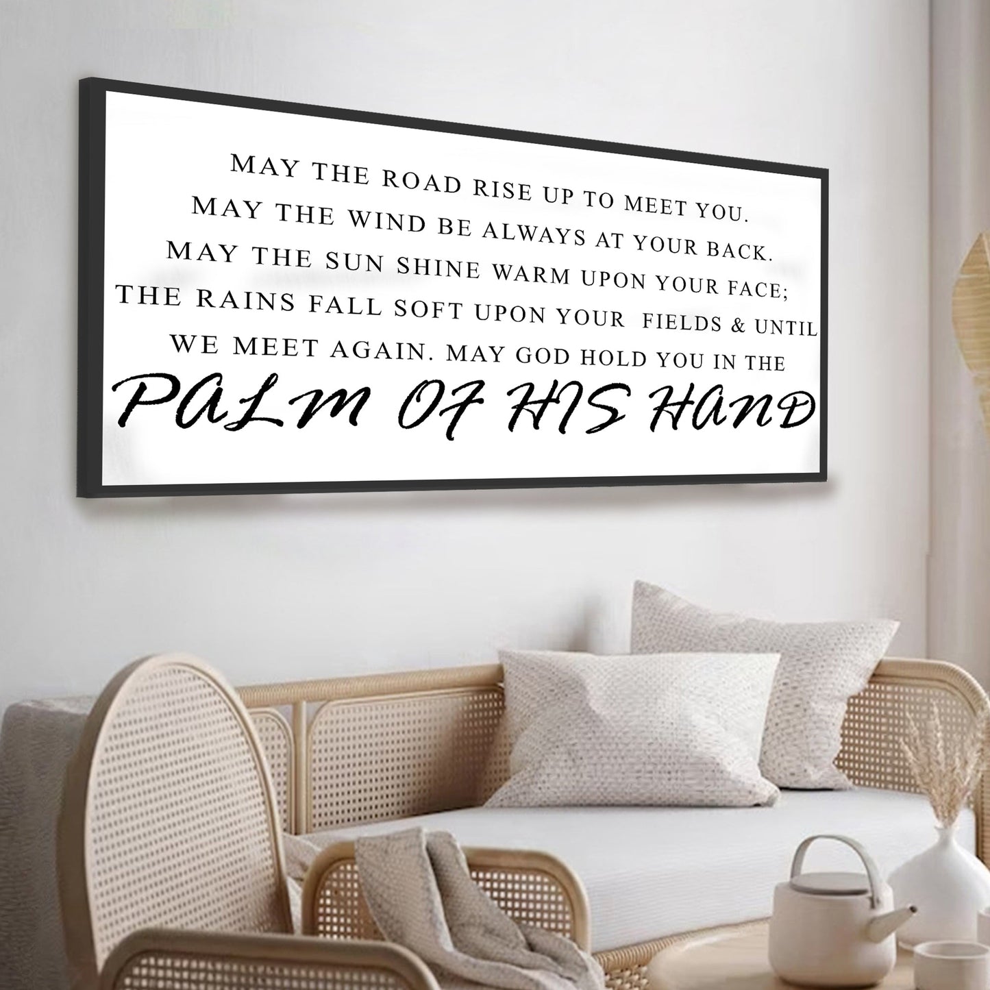 Irish Blessing farmhouse canvas sign in wide format with classic Irish blessing text