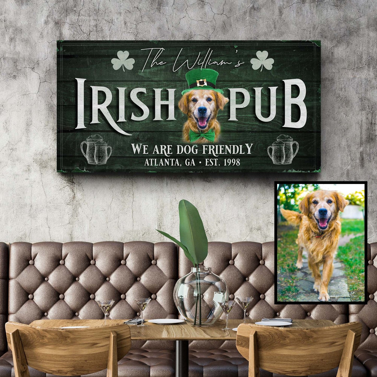 Irish Pub Dog Portrait Canvas Wall Art