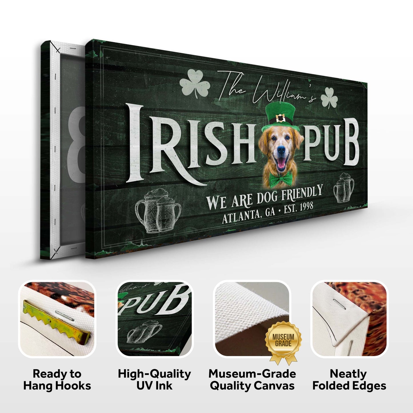 Irish Pub Dog Portrait Canvas Wall Art