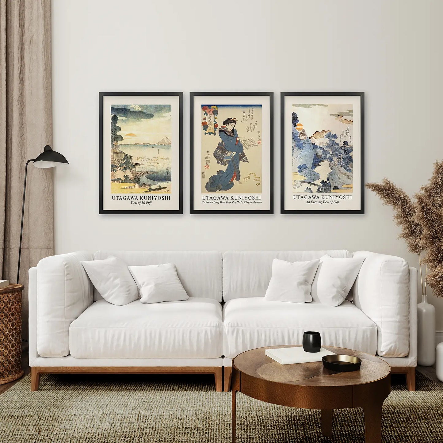 Japanese Woodblock Wall Art Set of 3 Vintage Prints