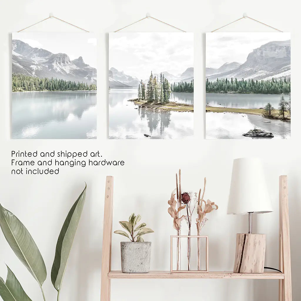 Mountain Lake Wall Art Set of 3 Nature Prints