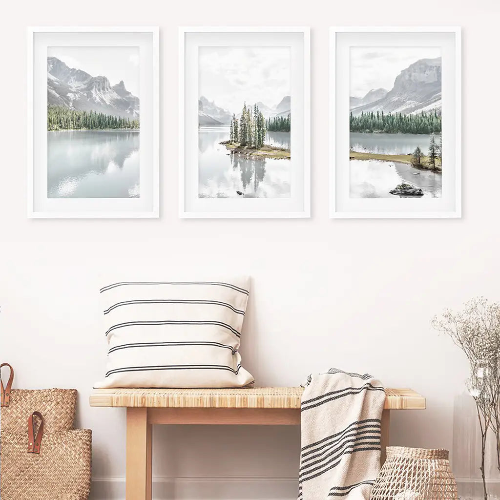 Mountain Lake Wall Art Set of 3 Nature Prints
