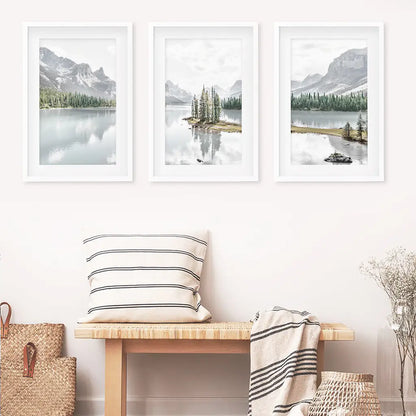 Mountain Lake Wall Art Set of 3 Nature Prints