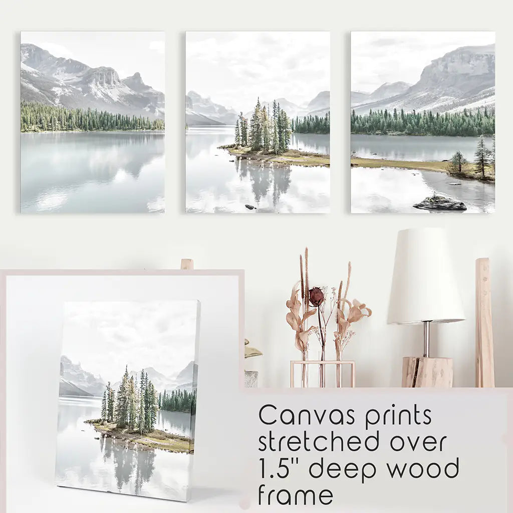 Mountain Lake Wall Art Set of 3 Nature Prints