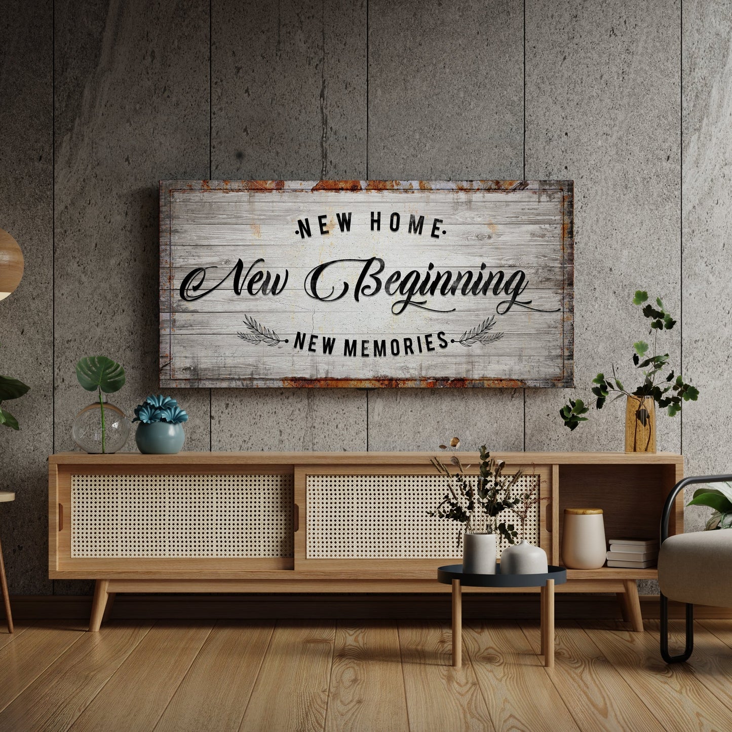 New Home New Beginning Canvas Sign