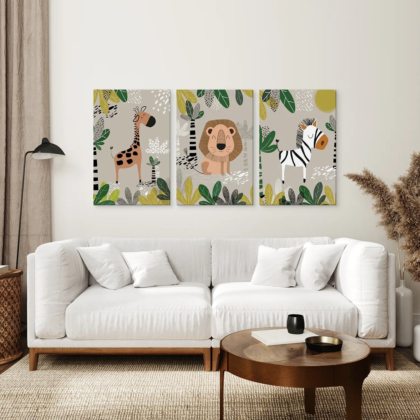 Safari Baby Animal Nursery Wall Art Set of 3