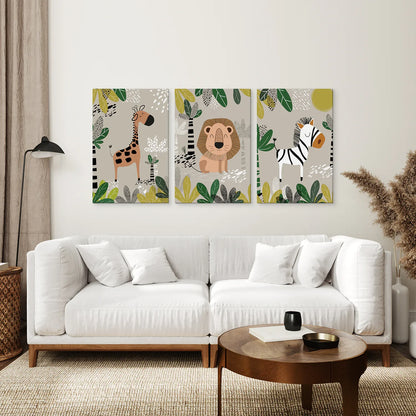 Safari Baby Animal Nursery Wall Art Set of 3