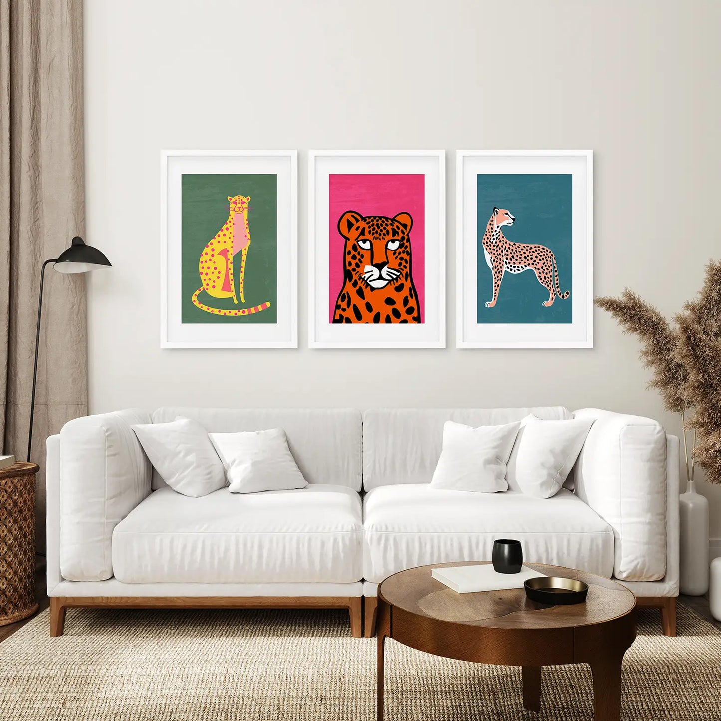 Cheetah Print Cats Colorful Wall Art Set of 3