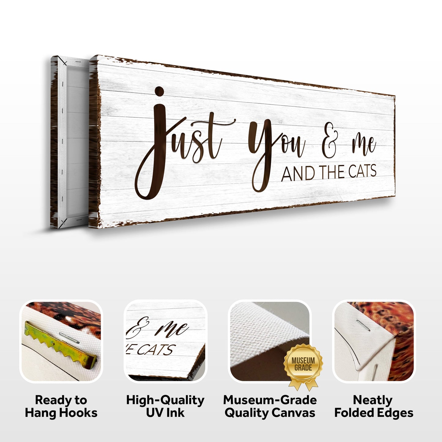 Just You Me and the Cats Canvas Wall Art Sign