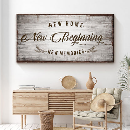 New Home New Beginning housewarming canvas sign wall art
