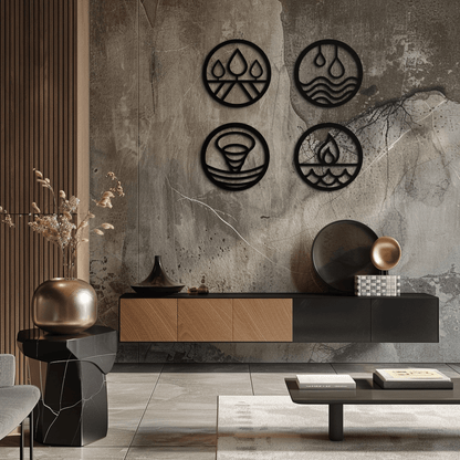 Four Elements Steel Wall Art for Home and Office