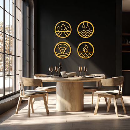 Four Elements Steel Wall Art for Home and Office
