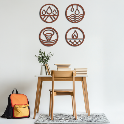 Four Elements Steel Wall Art for Home and Office