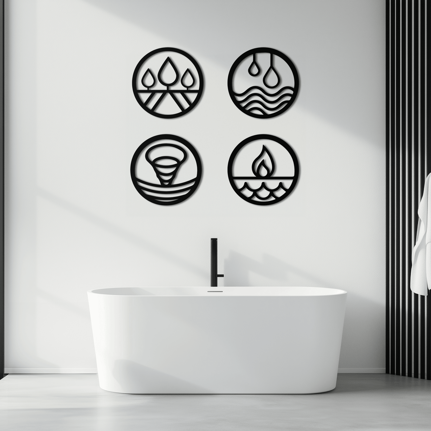 Four Elements Metal Wall Art - Steel Wall Decor for Home and Office - KAF010