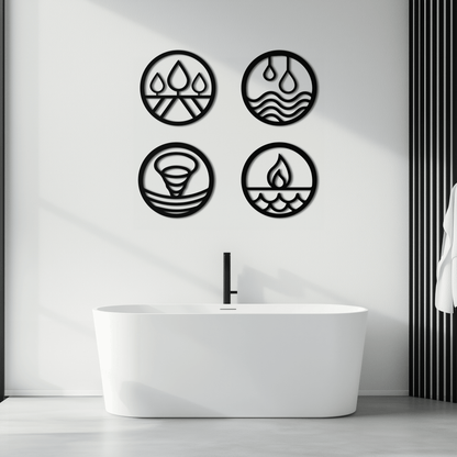 Four Elements Steel Wall Art for Home and Office
